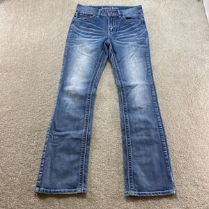Request Jeans Premium Bootcut Jeans Womens 14‎ Blue TK1076 Whiskered Faded Denim